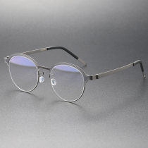 Browline Glasses LE0257 - Premium Grey & Gunmetal Titanium Frames for All Lenses