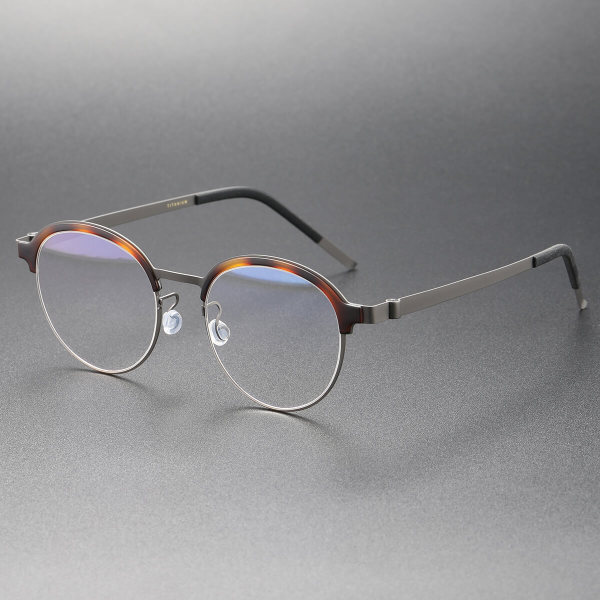Titanium Eyeglasses LE0257 - Lightweight Round & Tortoise Shell Frames for All Prescriptions