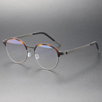 Titanium Eyeglasses LE0257 - Lightweight Round & Tortoise Shell Frames for All Prescriptions Titanium Eyeglasses LE0257 - Lightweight Round & Tortoise Shell Frames for All Prescriptions