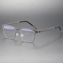 Custom Glasses LE0259 - Screwless Grey Browline Titanium Frames