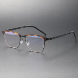 Browline Glasses LE0259 - Screwless Titanium Frames with Tortoise Accent
