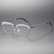 Adjustable Glasses LE0259 - White Browline Titanium Frames