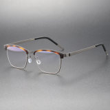 LE0259 Titanium Eyeglasses - Designer Screwless Browline Frames