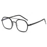Black Glasses LE0256 - Titanium Aviator Frame with Double Bridge