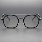 Black Glasses LE0256 - Titanium Aviator Frame with Double Bridge