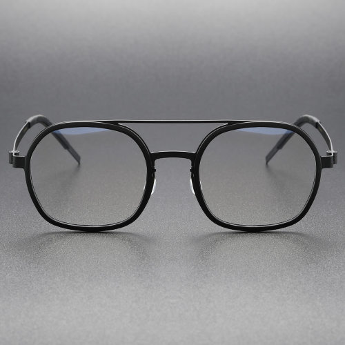 Black Glasses LE0256 - Titanium Aviator Frame with Double Bridge
