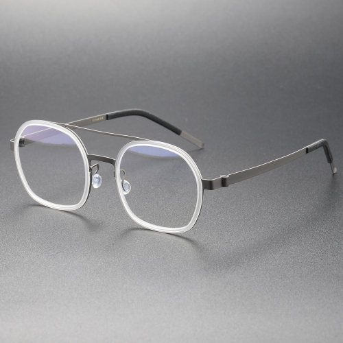 Aviator Glasses LE0256 - Ultra-Light Titanium Clear Frame Eyewear