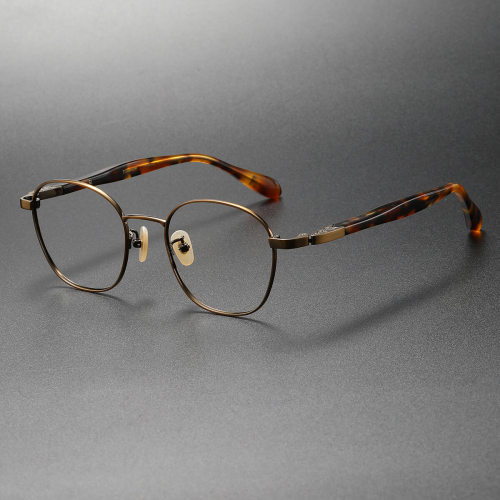 LE0388 Bronze Circle Frame Prescription Glasses - Unisex Design