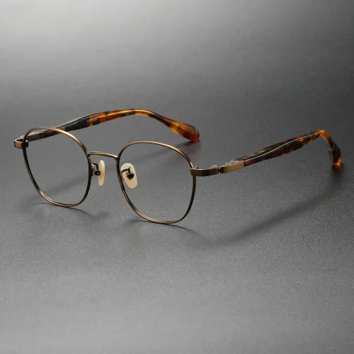 LE0388 Bronze Circle Frame Prescription Glasses - Unisex Design