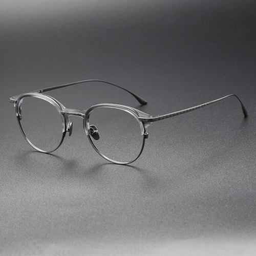 LE0389 Gunmetal Titanium Prescription Glasses - Customizable & Stylish