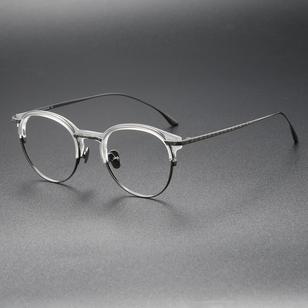 LE0389 Gunmetal Browline Eyeglasses - Prescription Precision & Style