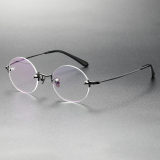 LE0381 Black Rimless Titanium Prescription Glasses - Sheer Elegance