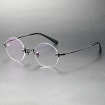 LE0381 Black Rimless Titanium Prescription Glasses - Sheer Elegance