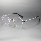 LE0381 Silver Rimless Reading Glasses - Ultra-Light Titanium Design