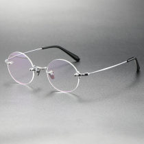 LE0381 Silver Rimless Reading Glasses - Ultra-Light Titanium Design