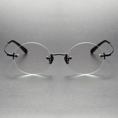 LE0381 Black Rimless Titanium Prescription Glasses - Sheer Elegance