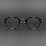 LE0379 Round Prescription Eyeglasses - Sleek Black Titanium Frames
