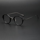 LE0379 Round Prescription Eyeglasses - Sleek Black Titanium Frames