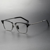 LE0393 Gunmetal & Black Browline – Large Prescription Glasses
