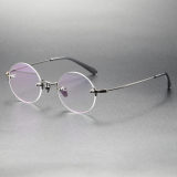 LE0381 Gunmetal Spectacles Rimless - Titanium Elegance