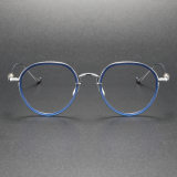 LE0390 Classic Blue Frame Titanium Glasses: Vision with Vibrance