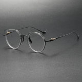 LE0390 Gunmetal Round Prescription Eyeglasses: Refined Vision, Timeless Design
