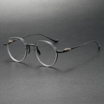 LE0390 Gunmetal Round Prescription Eyeglasses: Refined Vision, Timeless Design