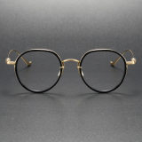 LE0390 Black and Gold Round Glasses: Opulence Meets Precision