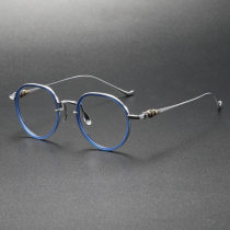 LE0390 Classic Blue Frame Titanium Glasses: Vision with Vibrance