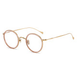 LE0377 Elegant Round Glasses for Women: Timeless Gold Titanium