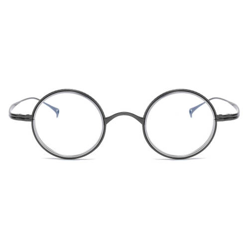 LE0373 Round Prescription Eyeglass Frames in Gunmetal: Clarity Meets Style