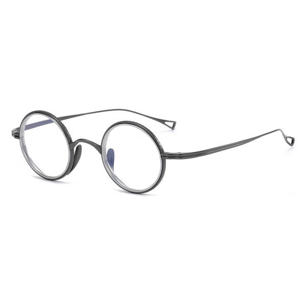 LE0373 Round Prescription Eyeglass Frames in Gunmetal: Clarity Meets Style