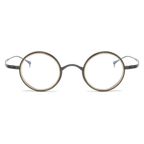 LE0373 Round Prescription Glasses with Yellow Inner Rim