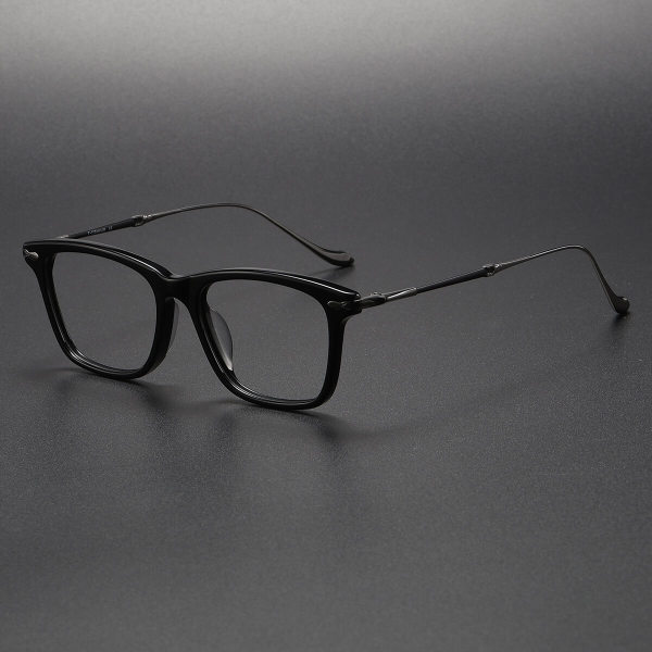 LE0395 Black Rectangle Glasses - Defining Precision and Style