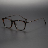 LE0395 Rectangular Glasses with Tortoise Acetate Rims