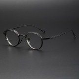 LE0372 Geometric Black Titanium Glasses: Precision Meets Style