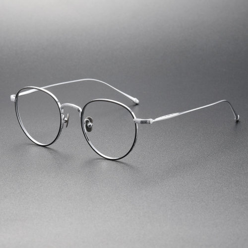 Sleek Silver and Black Rimmed Titanium Glasses | LE0404