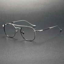 Aviator Frames for Prescription Glasses LE0402 -  Black & Silver Titanium Eyewear