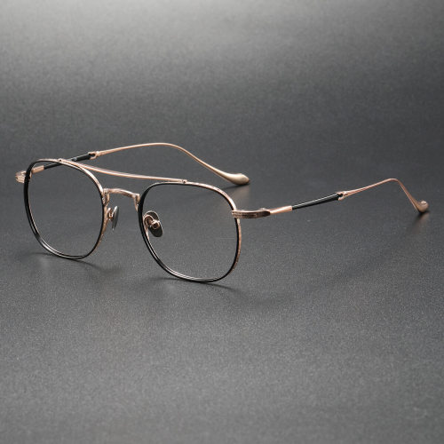 Aviator-Inspired Rose Gold Titanium Glasses LE0402