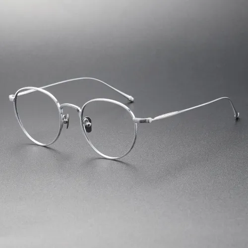 Timeless Elegance: Silver Round Prescription Glasses LE0404