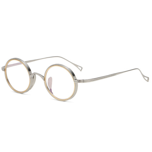 Elegant LE0371 Silver Round Glasses with Titanium Frame