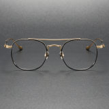 Black and Gold Aviator Glasses with Adjustable Nose Pads LE0402