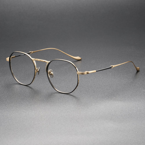 Chic Contrast: LE0400 Black and Gold Titanium Glasses