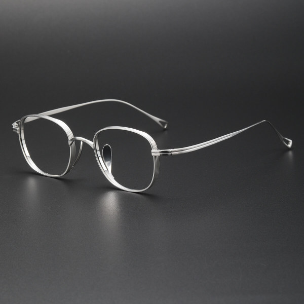 LE0369 Silver Thick Rimmed Glasses in Contemporary Titanium