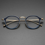 LE0368 Vision in Vogue: Blue Glasses Frames with Gold Accents