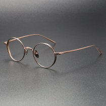 Sophisticated Rose Gold Titanium Round Glasses - LE0405 Sophisticated Rose Gold Titanium Round Glasses - LE0405