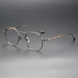 LE0400 Geometric Glasses in Gunmetal and Titanium