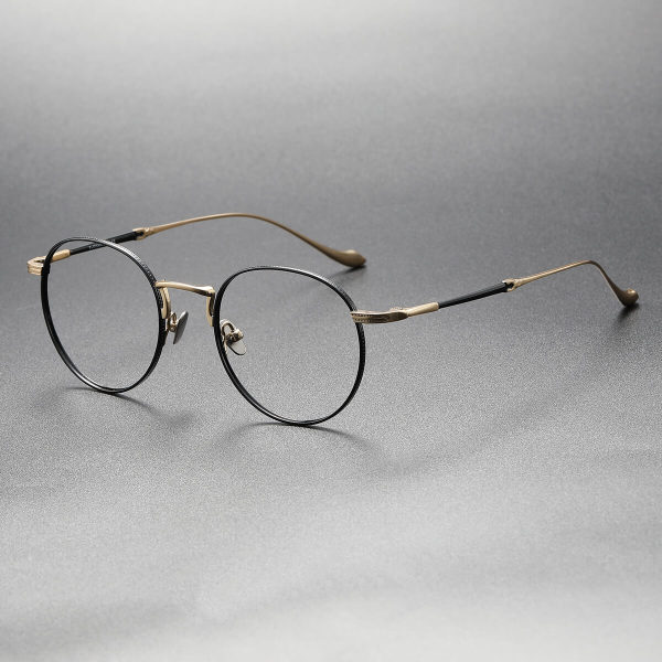 LE0401 Black and Gold Glasses with Premium Titanium Frame