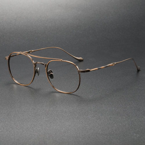 Classic Aviator Eyeglasses LE0402 - Bronze Titanium Frames with Adjustable Comfort