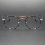 Aviator-Inspired Rose Gold Titanium Glasses LE0402